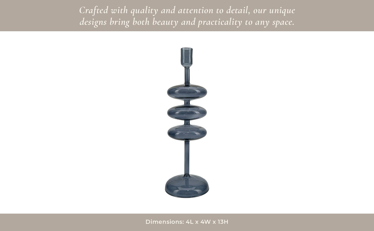 13X4" RETRO BUBBLE TAPER HOLDER, BLUE Candle Holders| Sagebrook Home