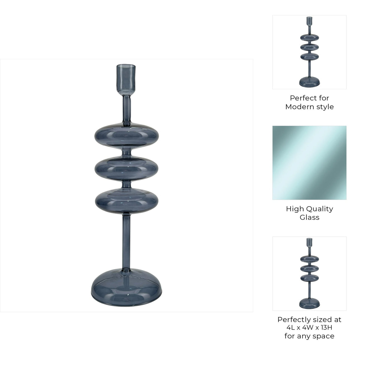 13X4" RETRO BUBBLE TAPER HOLDER, BLUE Candle Holders| Sagebrook Home