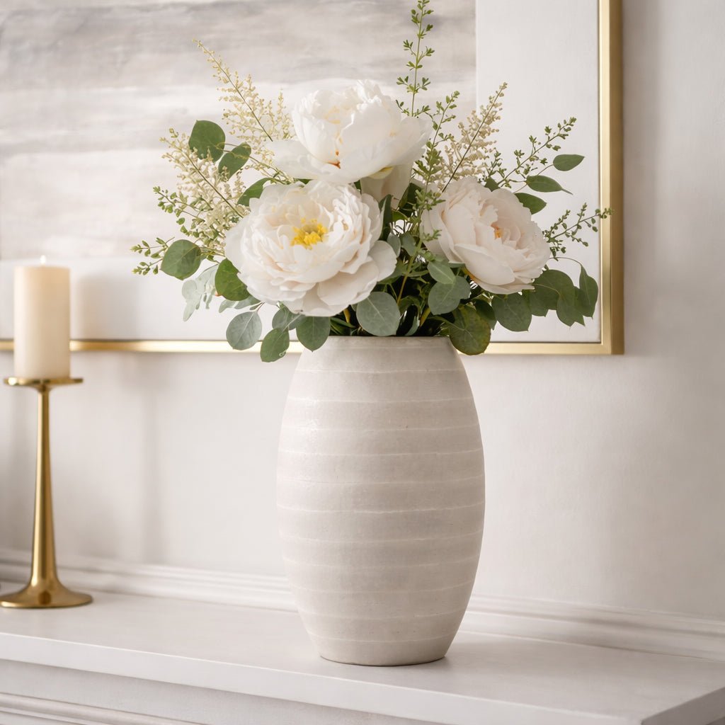 13x7" Rustic Etched Glass Vase, Grey Vases and Jars| Sagebrook Home