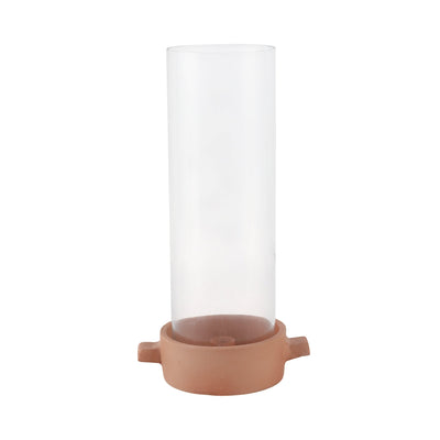 13x7" Terracotta Hurricane Taper Holder, Natural - Al Rugaib Furniture