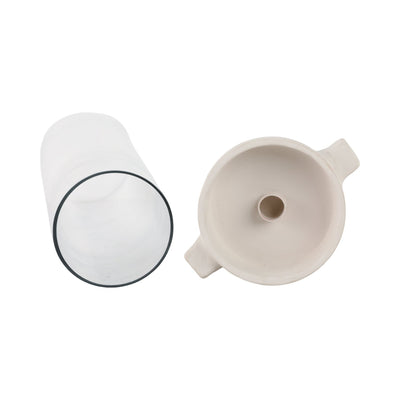 13x7" Terracotta Hurricane Taper Holder, White - Al Rugaib Furniture