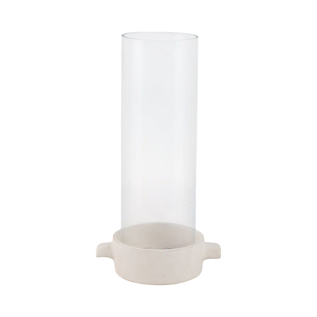 13x7" Terracotta Hurricane Taper Holder, White Candle Holders| Sagebrook Home