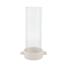 13x7" Terracotta Hurricane Taper Holder, White