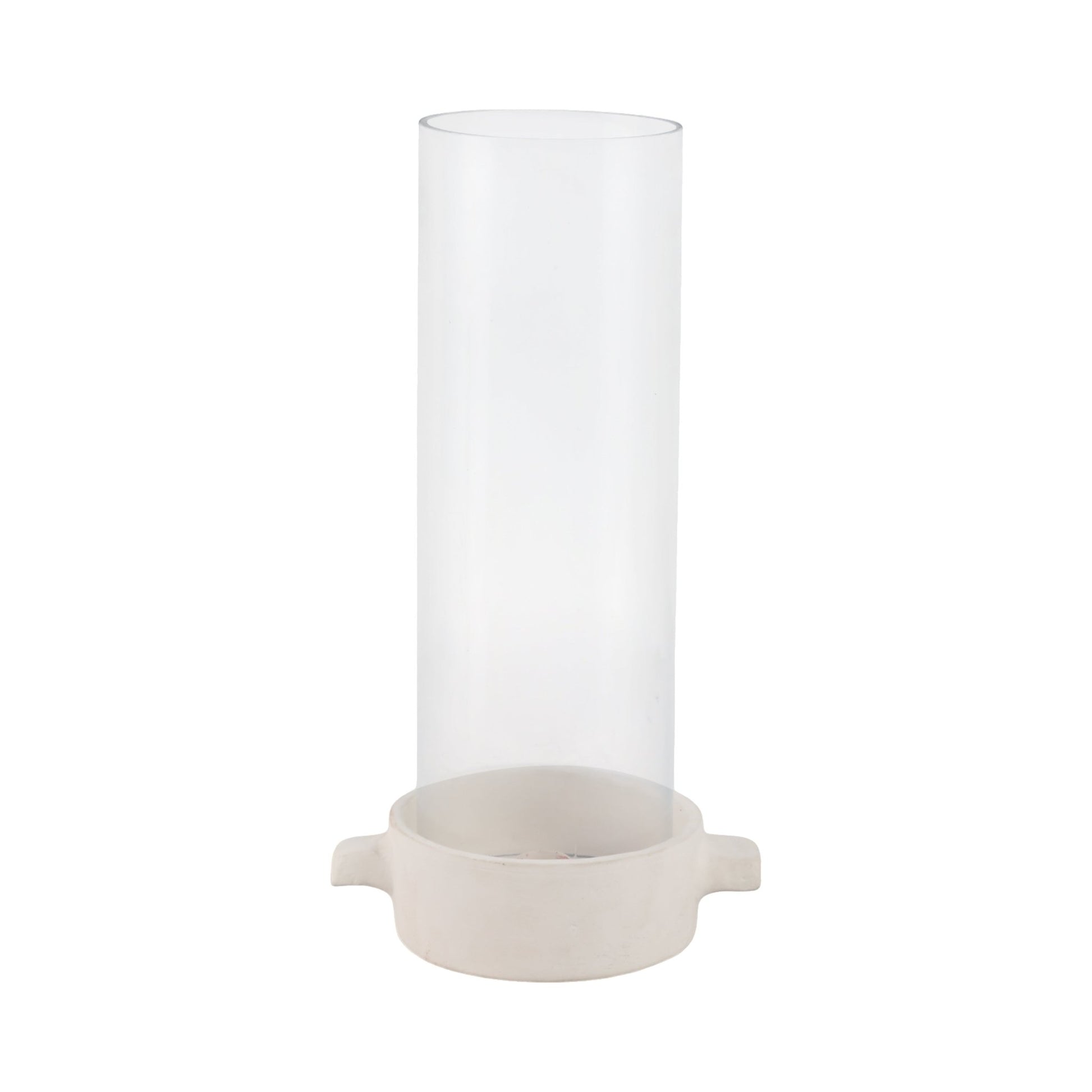 13x7" Terracotta Hurricane Taper Holder, White Candle Holders| Sagebrook Home