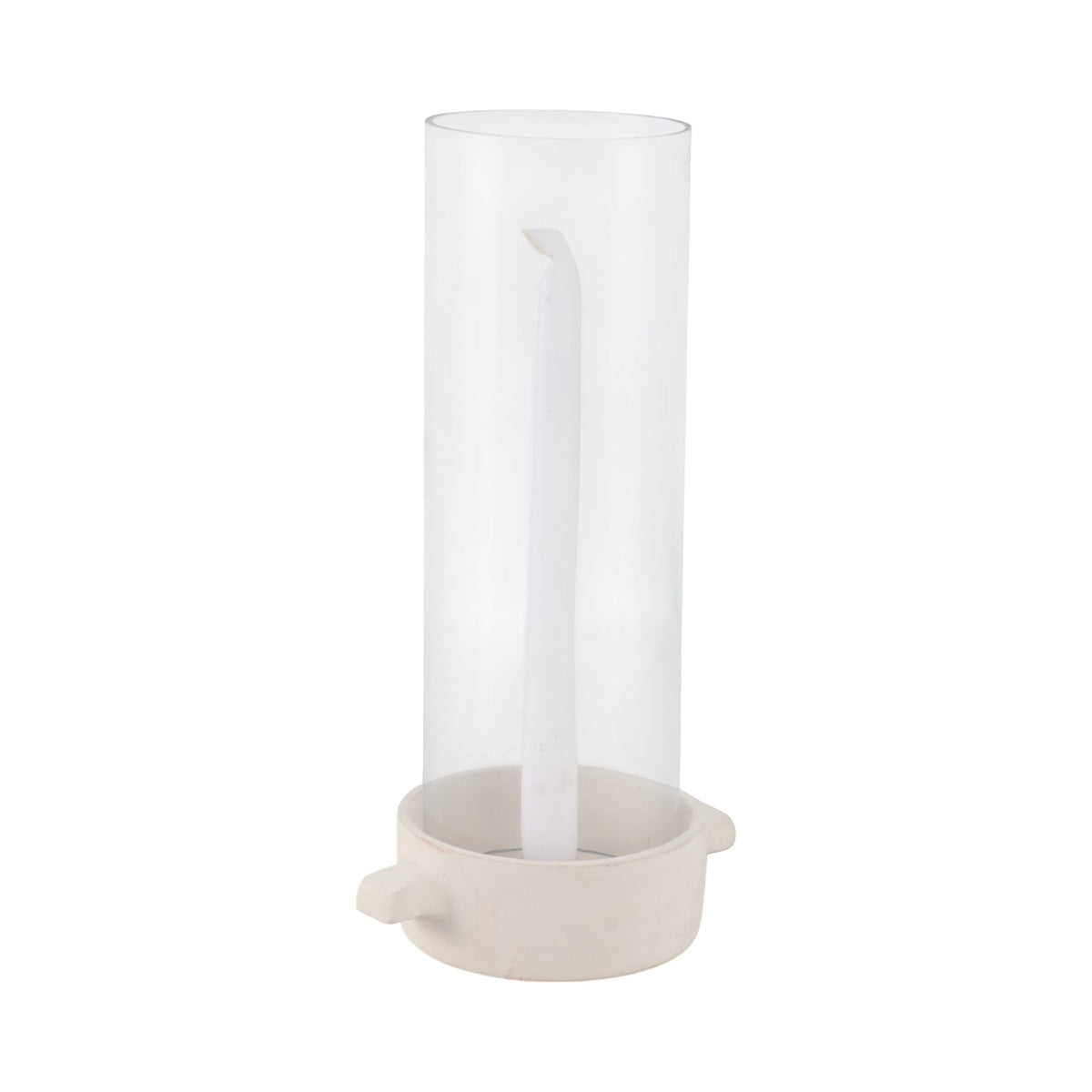 13x7" Terracotta Hurricane Taper Holder, White Candle Holders| Sagebrook Home