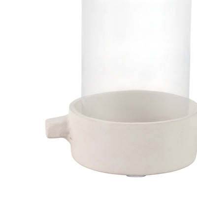13x7" Terracotta Hurricane Taper Holder, White - Al Rugaib Furniture