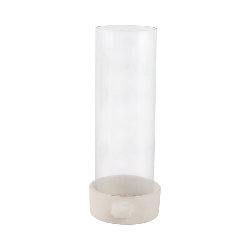 13x7" Terracotta Hurricane Taper Holder, White - Al Rugaib Furniture