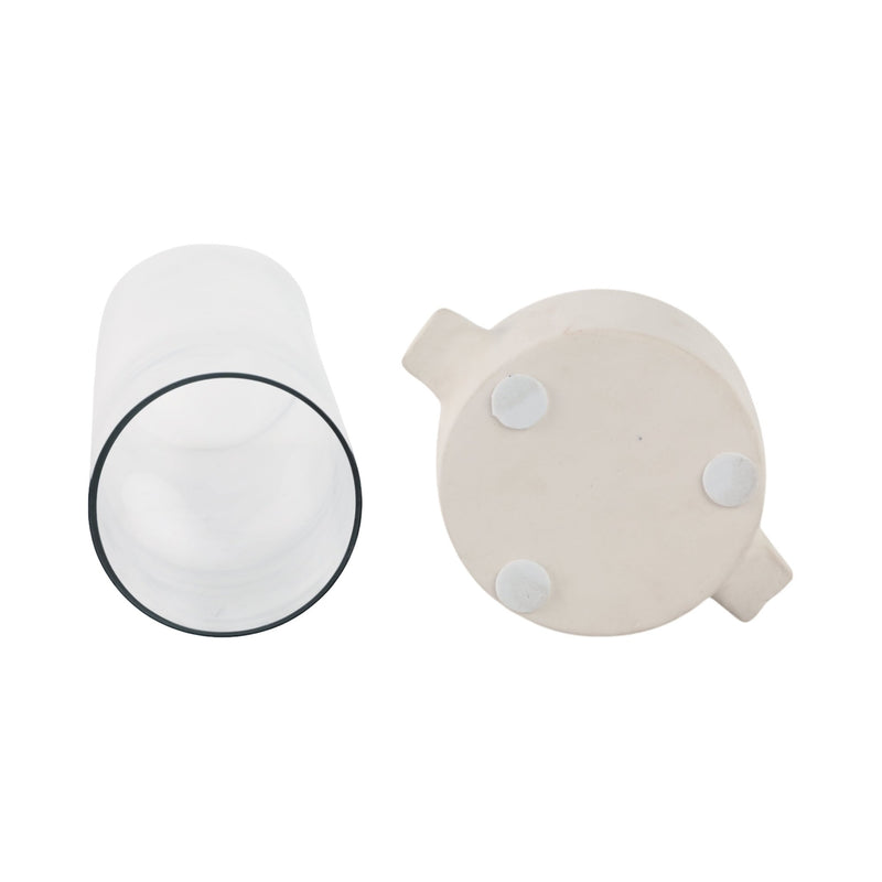 13x7" Terracotta Hurricane Taper Holder, White - Al Rugaib Furniture