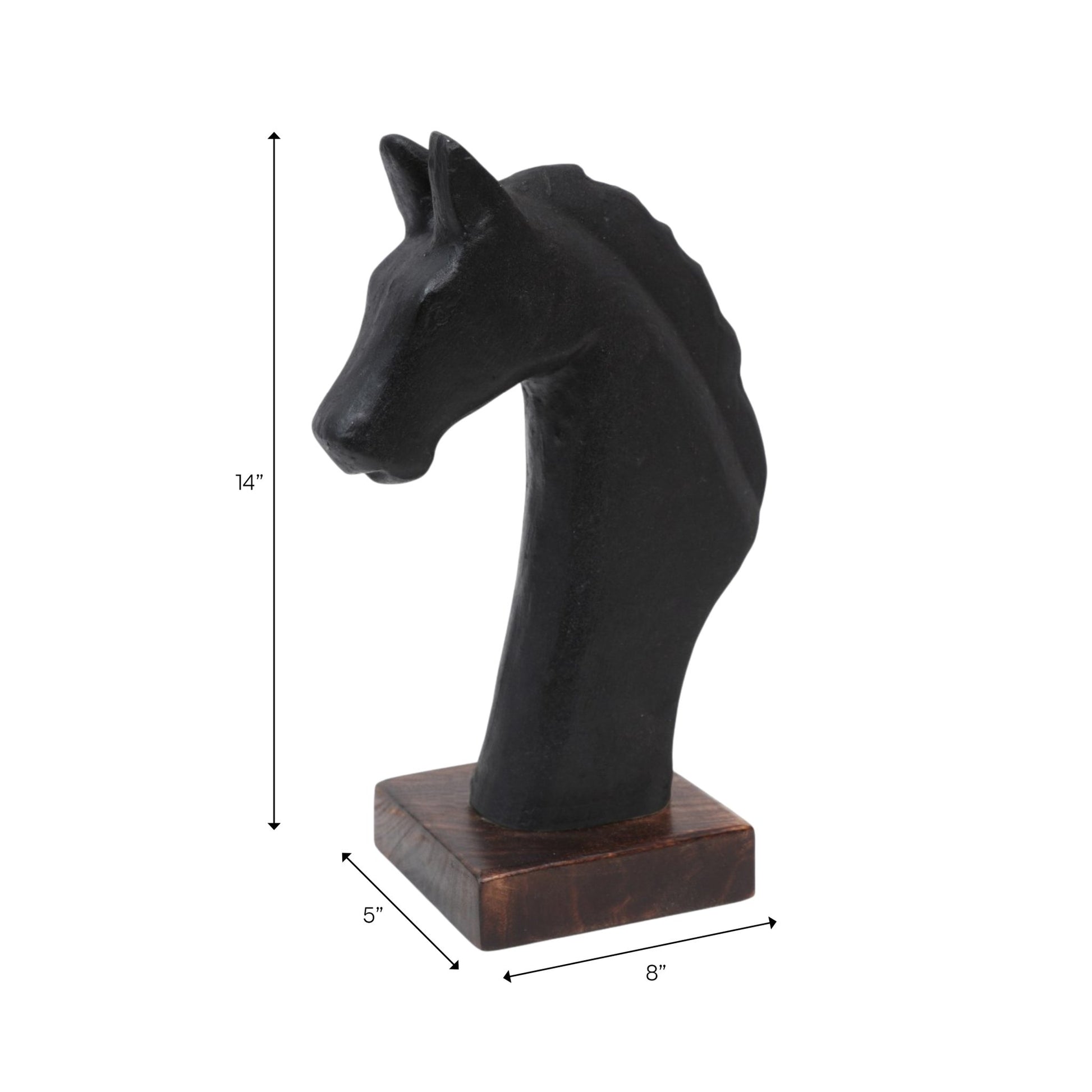 13x8" Paper Mache Horse Bust, Black/brown Table Decors| Sagebrook Home
