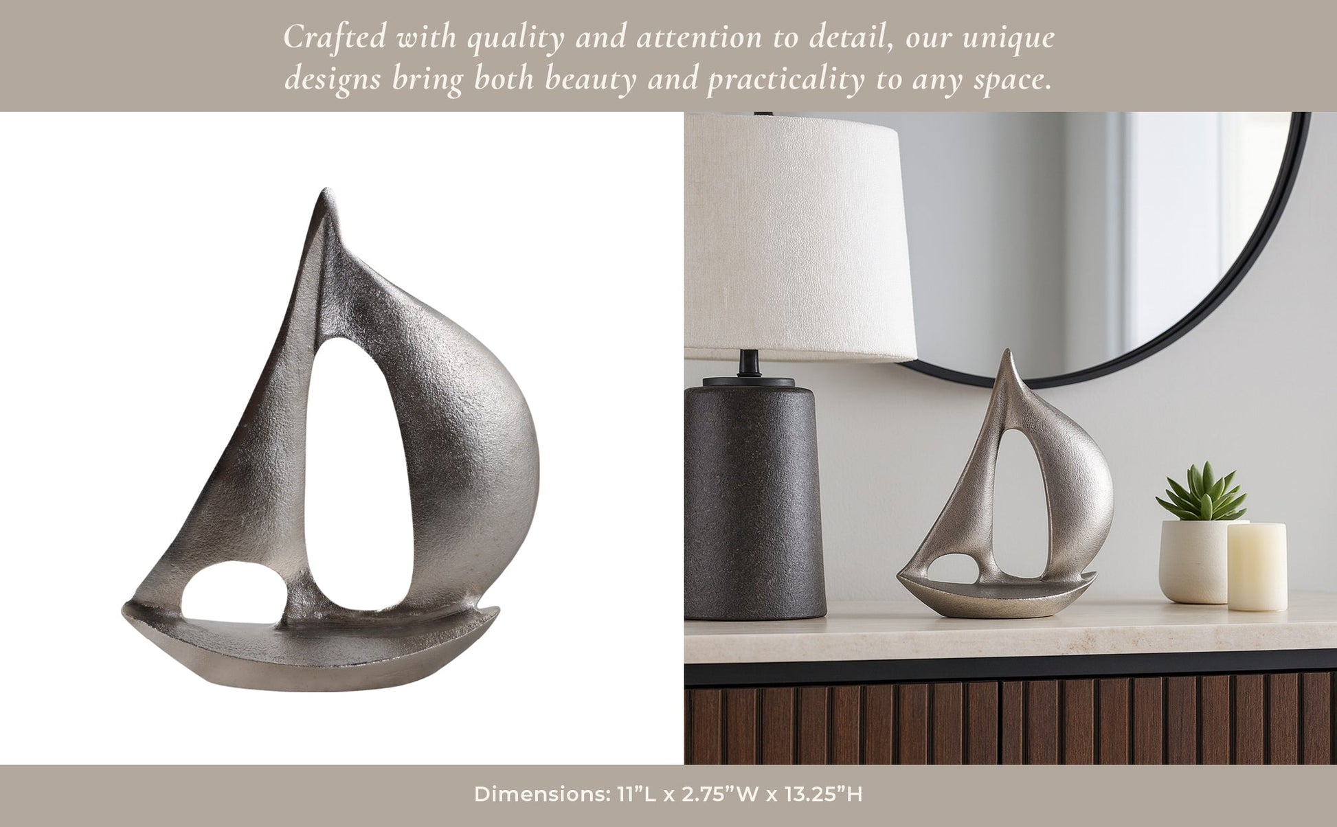 13x9" Metal Sail Boat, Silver Table Decors| Sagebrook Home