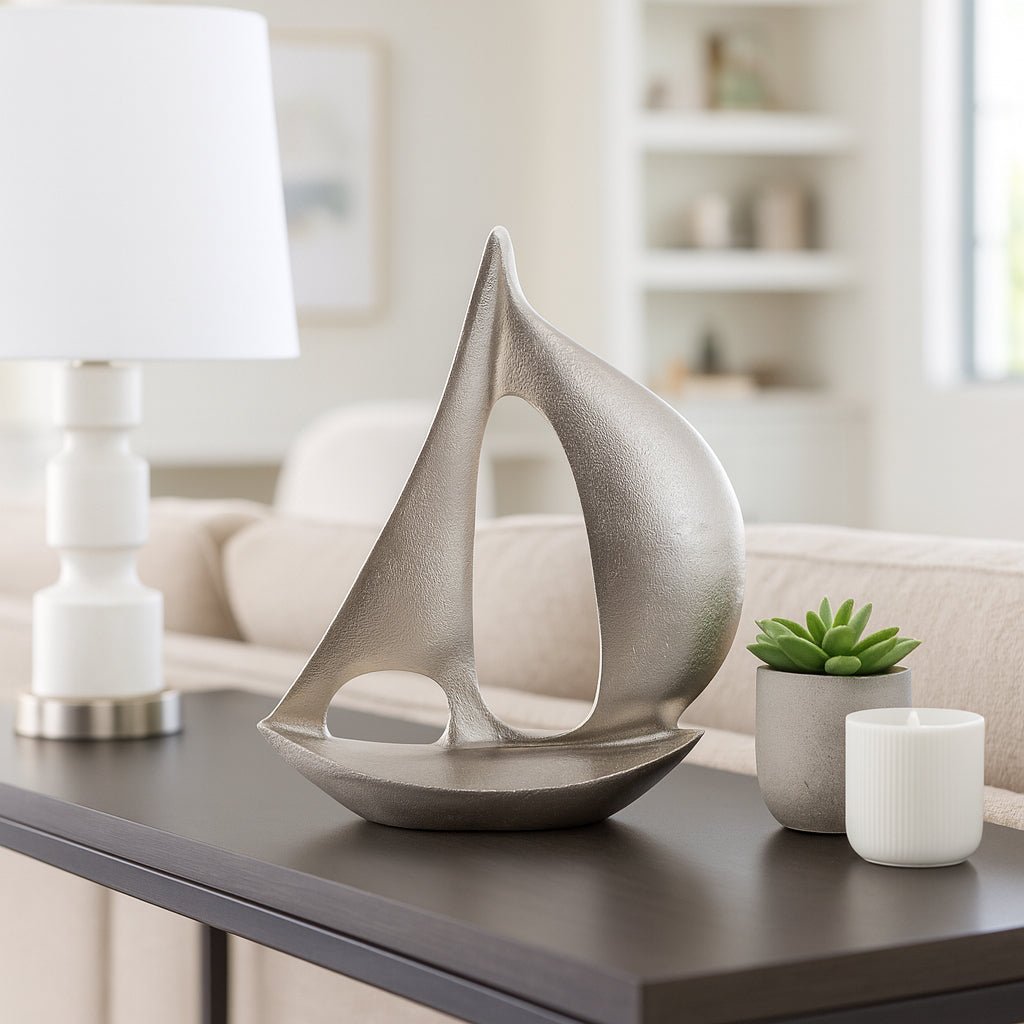 13x9" Metal Sail Boat, Silver Table Decors| Sagebrook Home