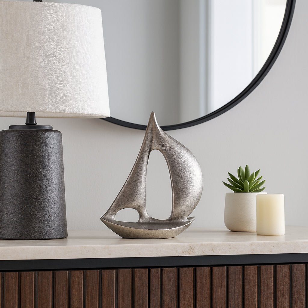 13x9" Metal Sail Boat, Silver Table Decors| Sagebrook Home