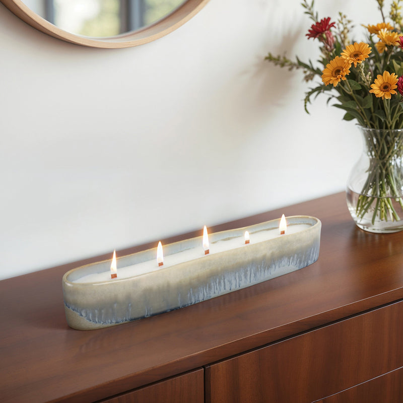 14", 15oz Blue Waves Marvoa Long Portugal Candle - Al Rugaib Furniture