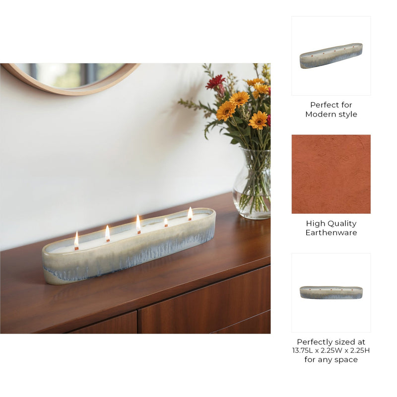 14", 15oz Blue Waves Marvoa Long Portugal Candle - Al Rugaib Furniture