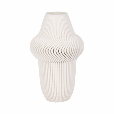 14" ANTILLES 3D PRINTED VASE, IVORY/BEIGE - Al Rugaib Furniture