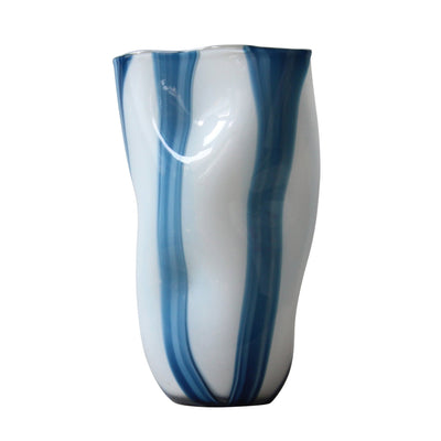 14" Beldan Large Blue Glass Vase - Al Rugaib Furniture