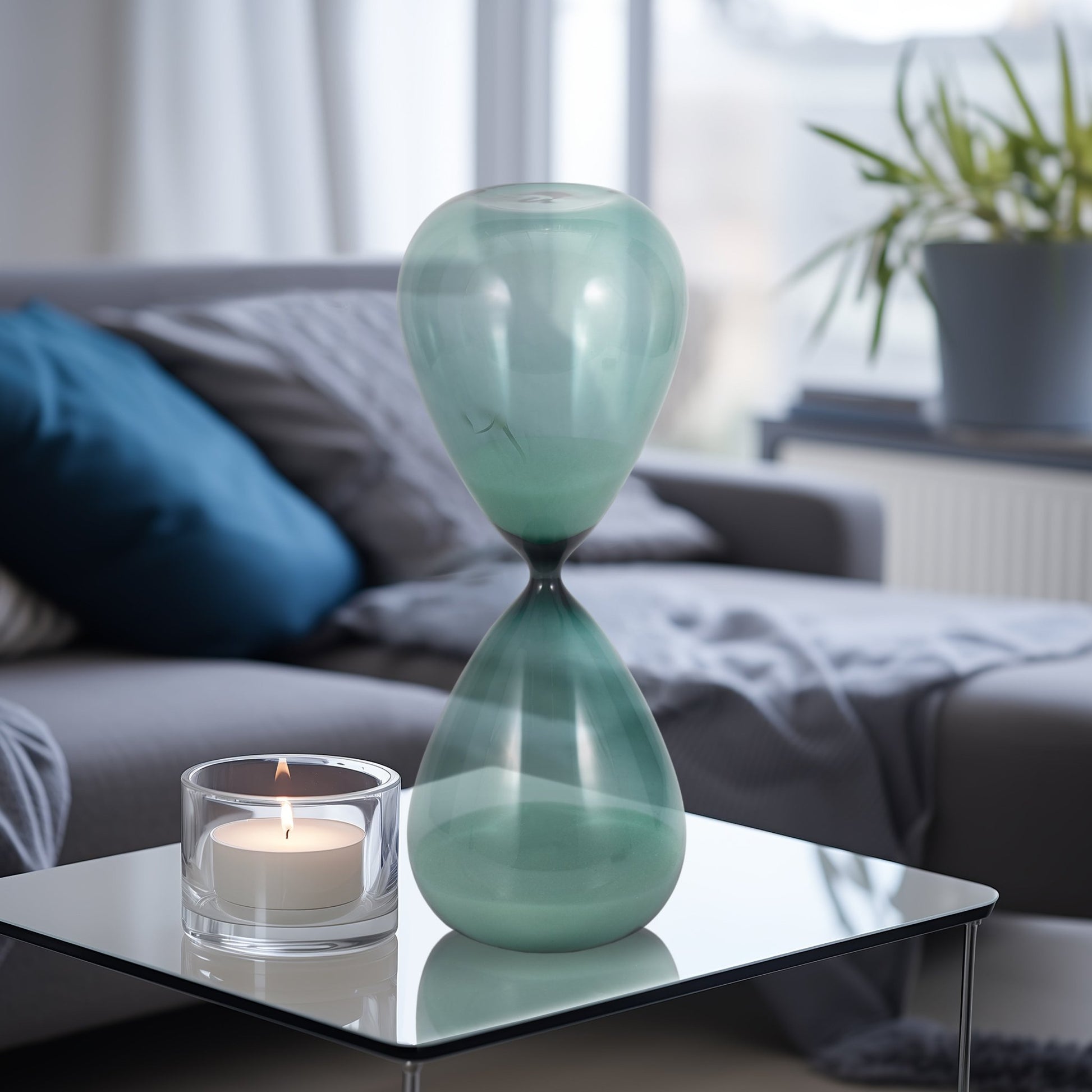 14" Bombora Small Teal Hourglass Table Decors| Sagebrook Home