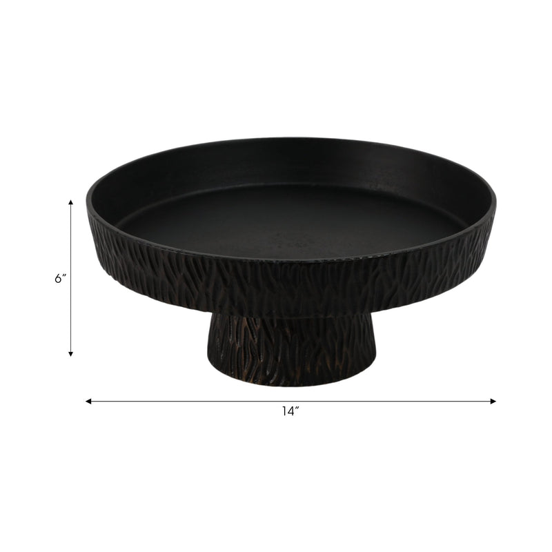 14" Cali Metal Pedestal Tray, Black - Al Rugaib Furniture