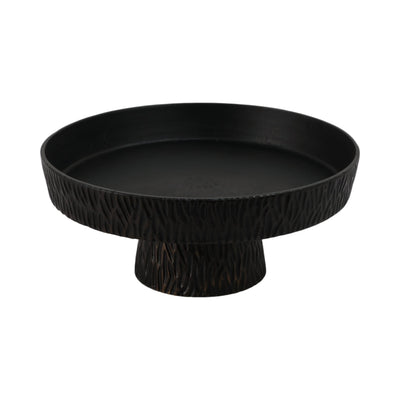 14" Cali Metal Pedestal Tray, Black - Al Rugaib Furniture