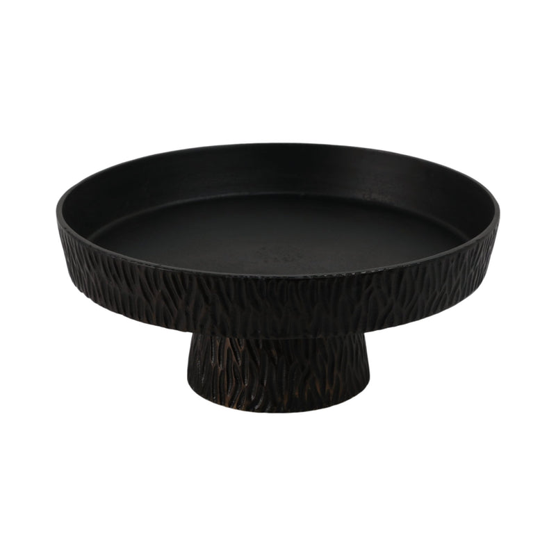 14" Cali Metal Pedestal Tray, Black - Al Rugaib Furniture