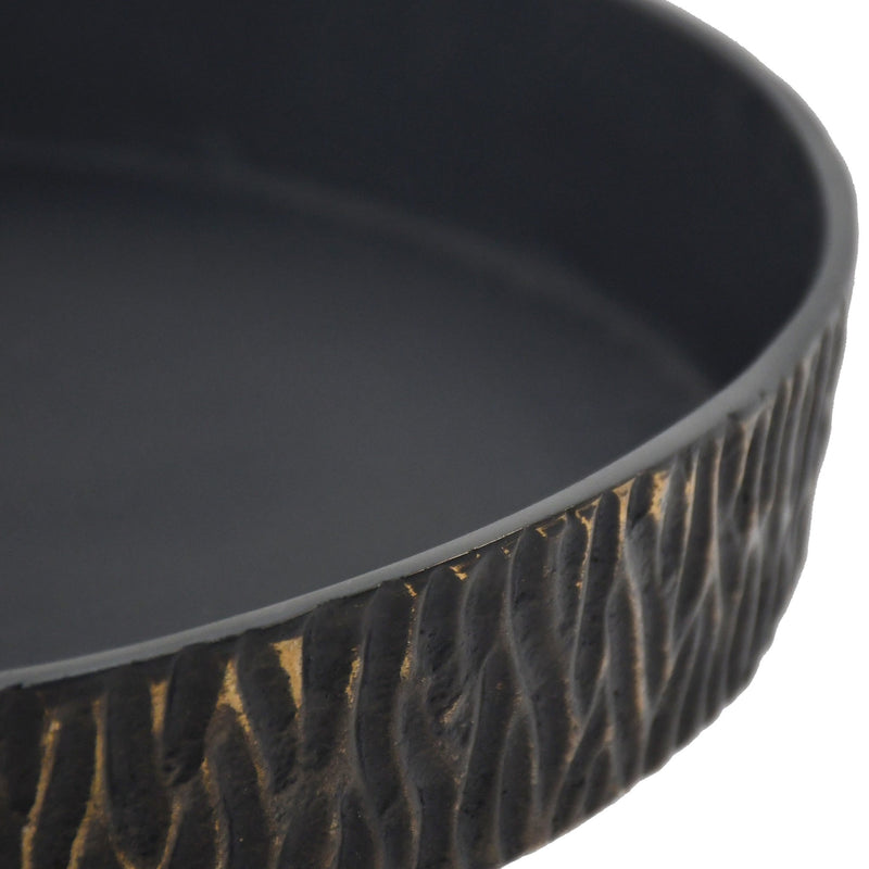 14" Cali Metal Pedestal Tray, Black - Al Rugaib Furniture