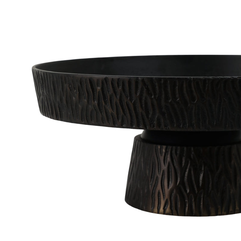 14" Cali Metal Pedestal Tray, Black - Al Rugaib Furniture