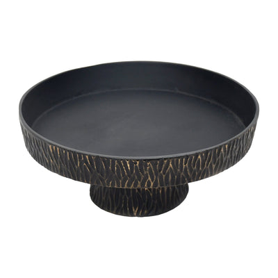 14" Cali Metal Pedestal Tray, Black - Al Rugaib Furniture