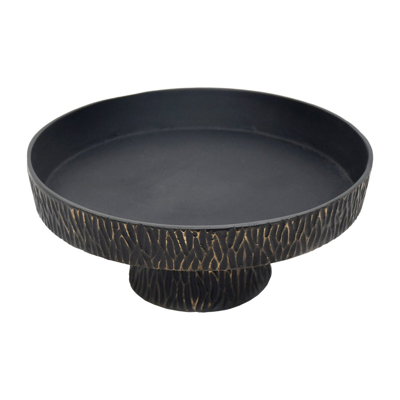 14" Cali Metal Pedestal Tray, Black - Al Rugaib Furniture
