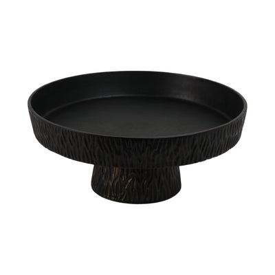 14" Cali Metal Pedestal Tray, Black - Al Rugaib Furniture