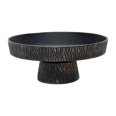 14" Cali Metal Pedestal Tray, Black - Al Rugaib Furniture