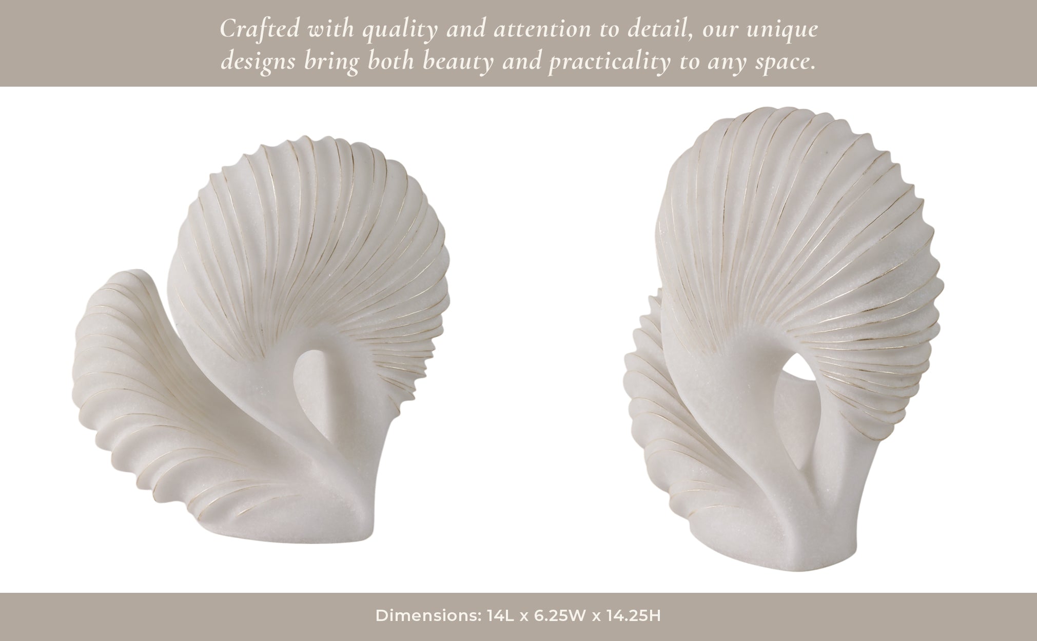 14" EVANSTON QUARTZ RESIN SHELL STATUARY, WHITE Table Decors| Sagebrook Home