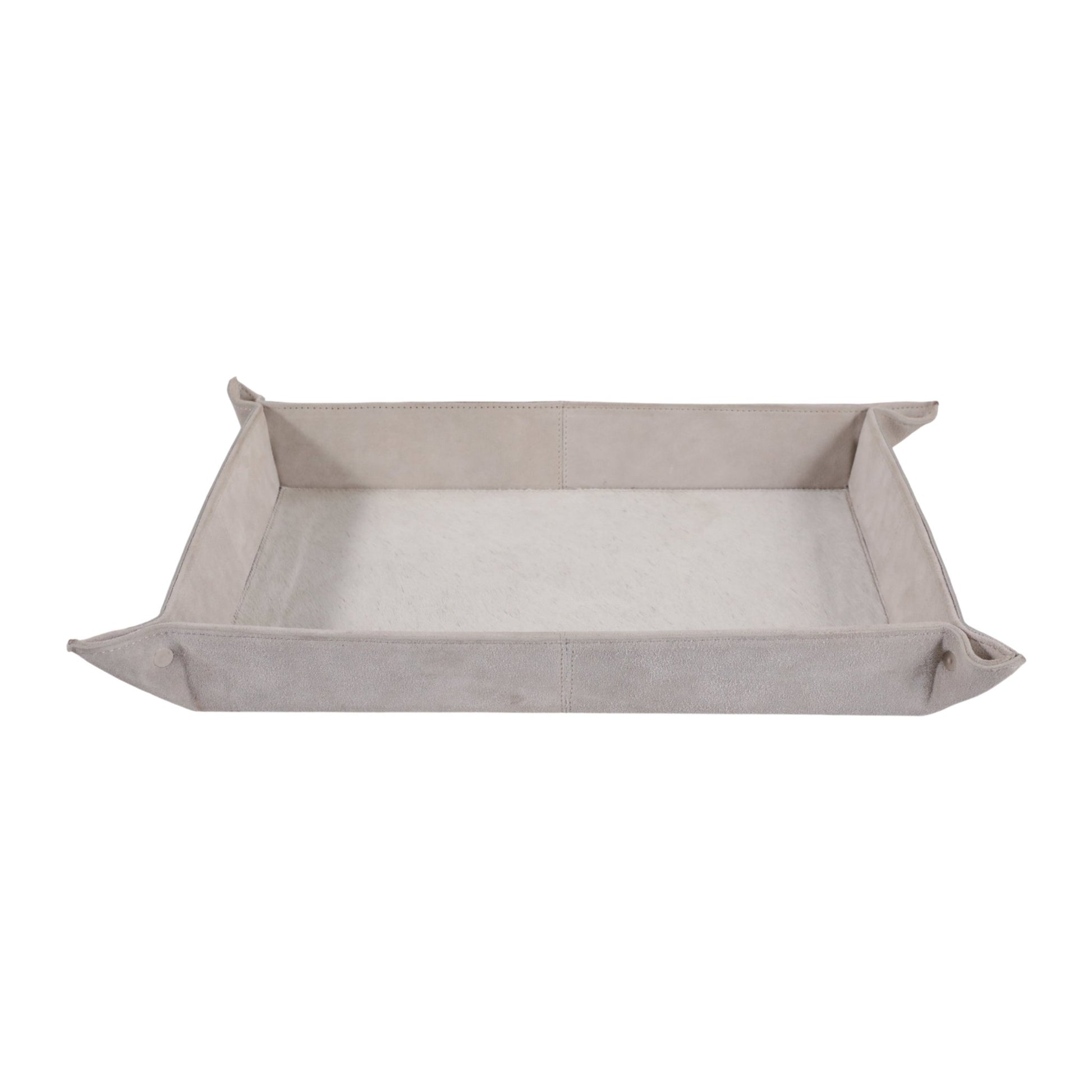 14" Girad Cream Suede And Hair On Hide Tray Tray| Sagebrook Home