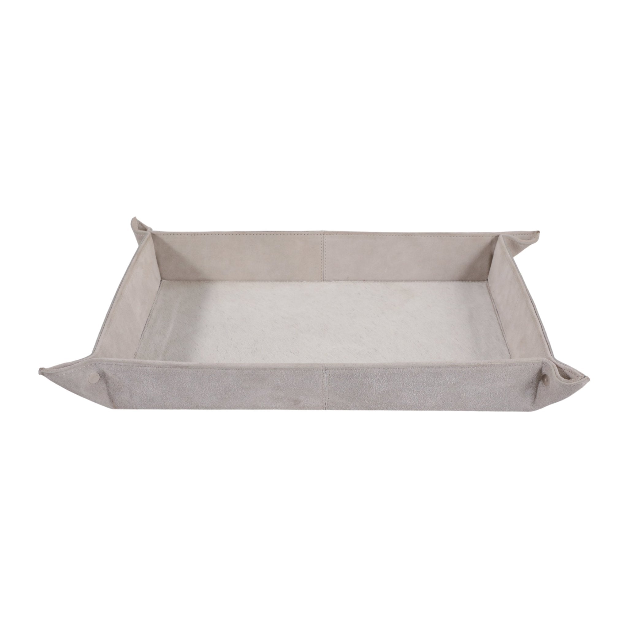 14" Girad Cream Suede And Hair On Hide Tray Tray| Sagebrook Home