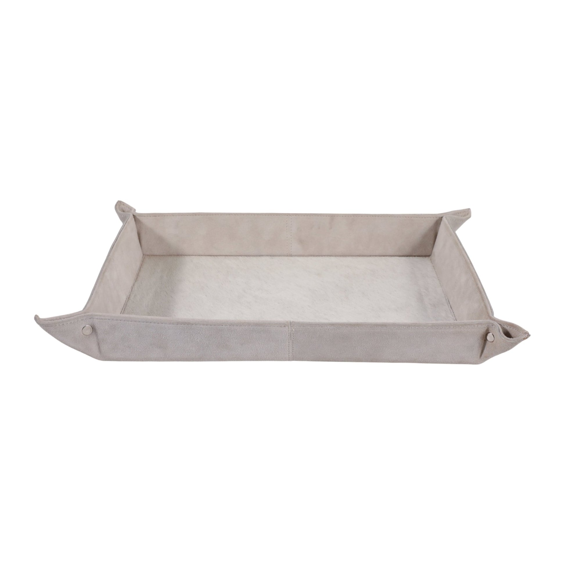 14" Girad Cream Suede And Hair On Hide Tray Tray| Sagebrook Home