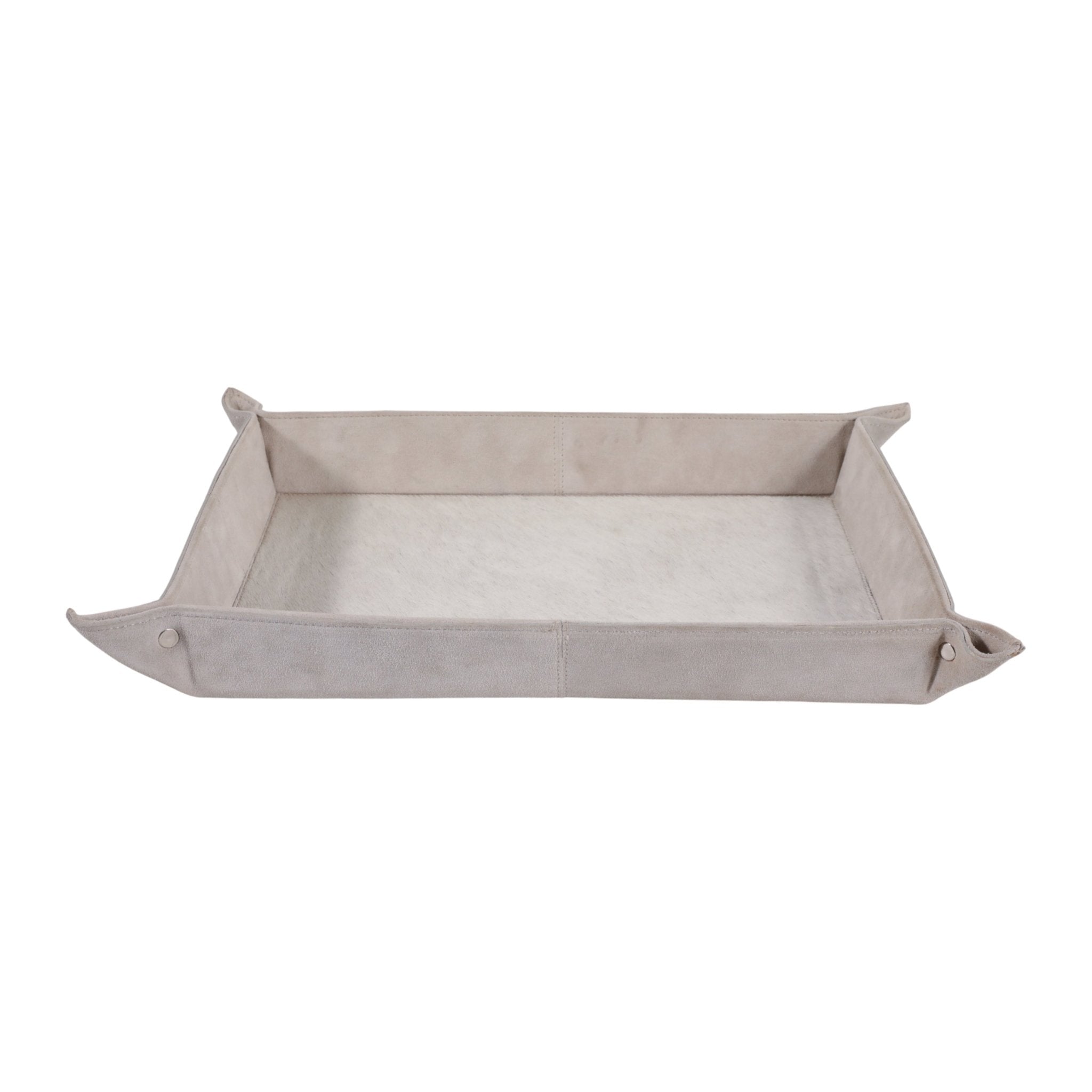 14" Girad Cream Suede And Hair On Hide Tray Tray| Sagebrook Home