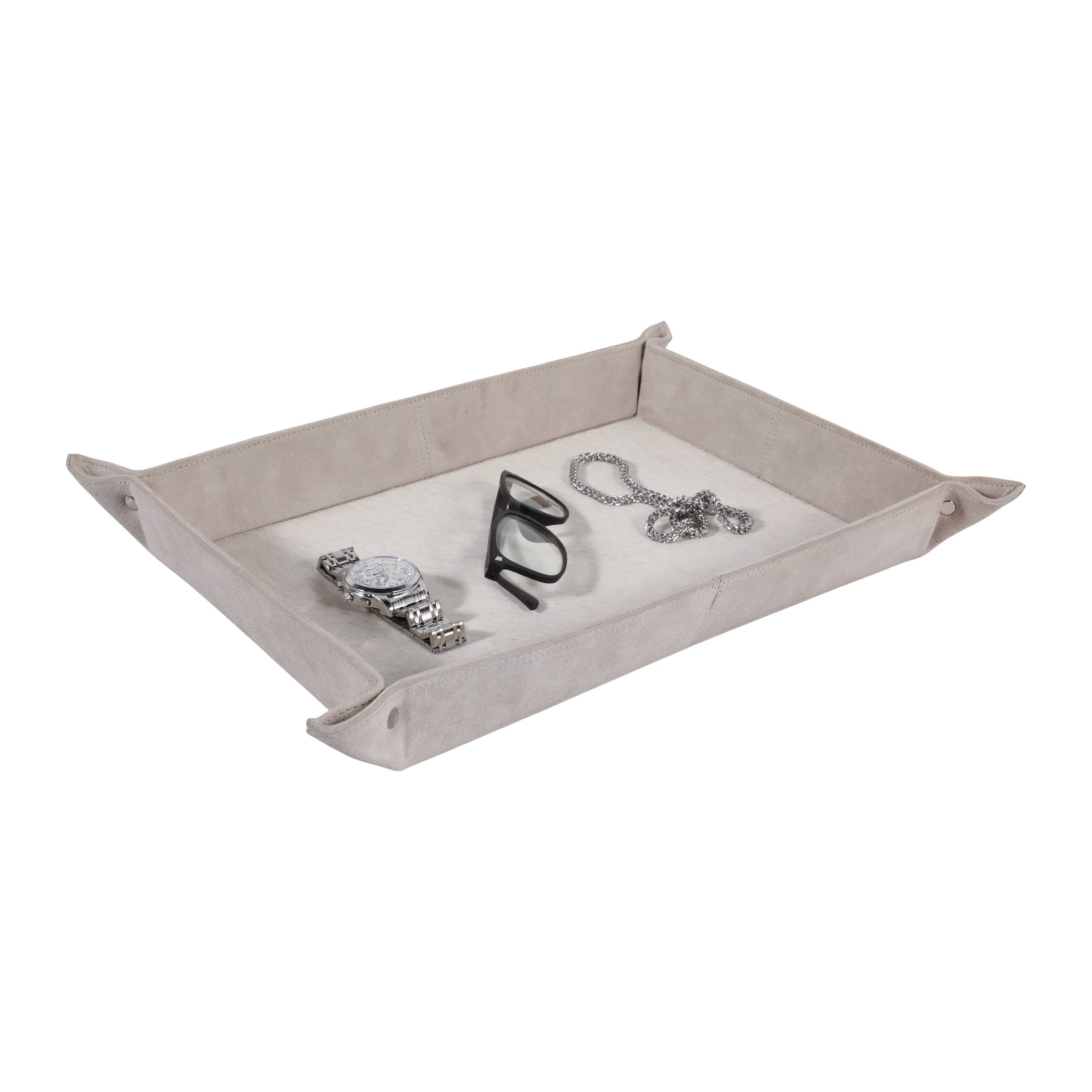 14" Girad Cream Suede And Hair On Hide Tray Tray| Sagebrook Home