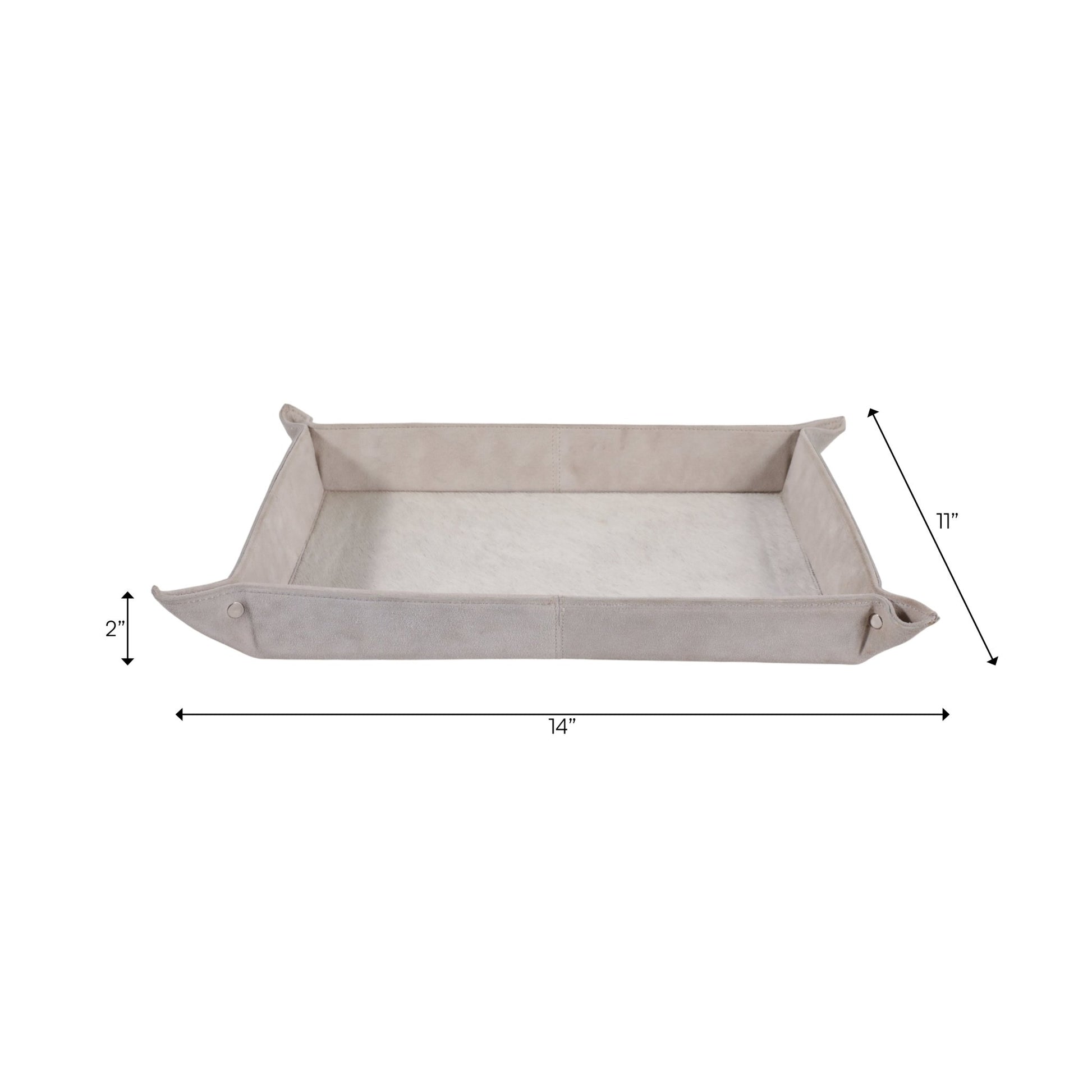 14" Girad Cream Suede And Hair On Hide Tray Tray| Sagebrook Home