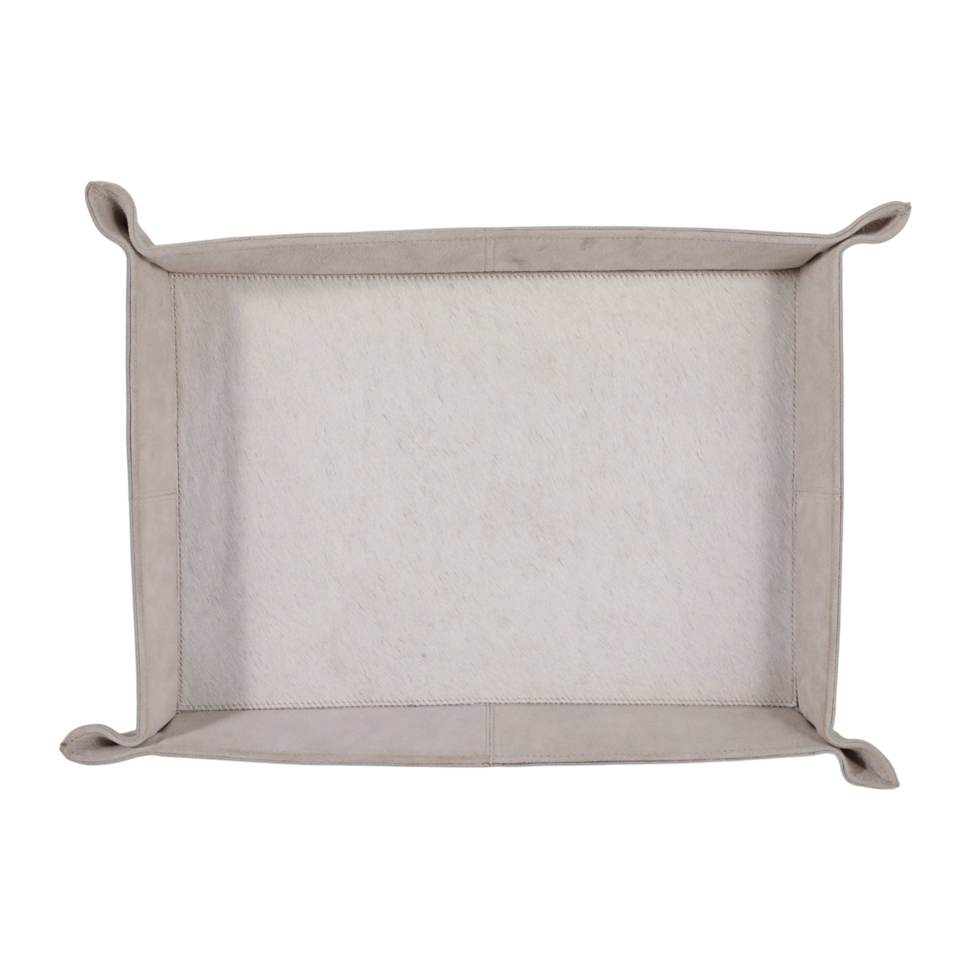 14" Girad Cream Suede And Hair On Hide Tray Tray| Sagebrook Home