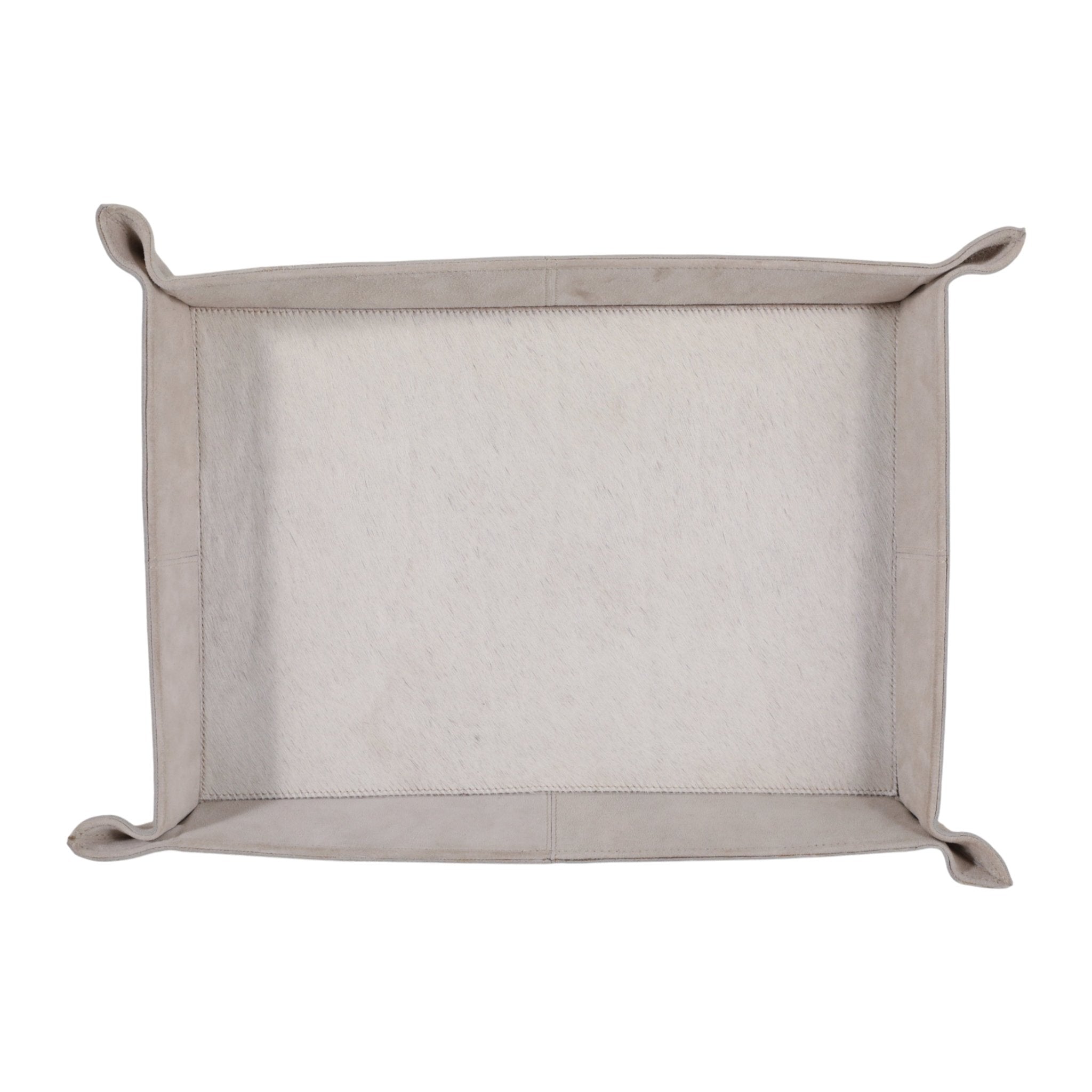 14" Girad Cream Suede And Hair On Hide Tray Tray| Sagebrook Home