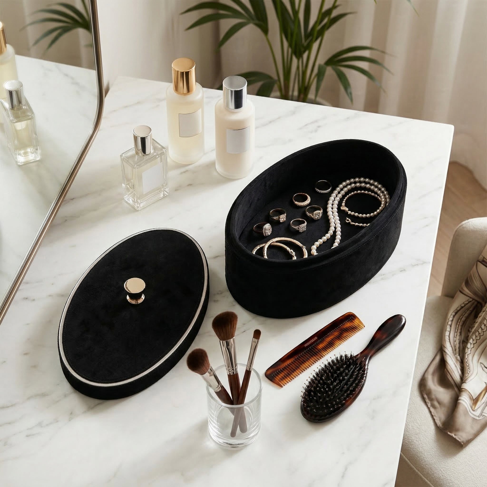 14" Gratiot Black Suede Box Box| Sagebrook Home
