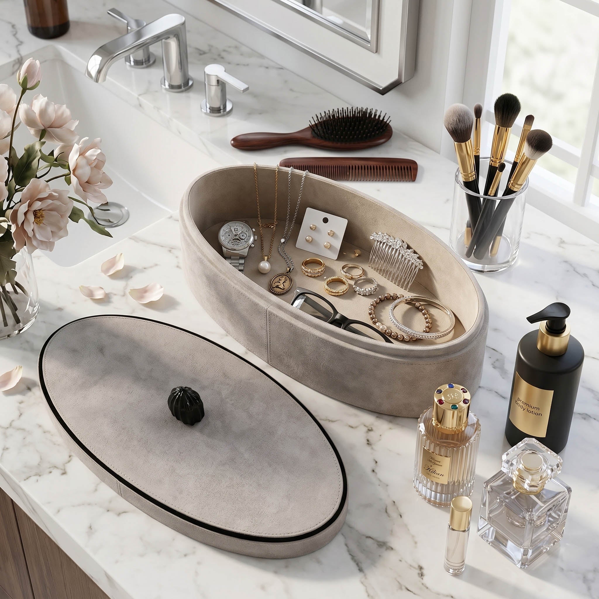 14" Gratiot Cream Suede Box Box| Sagebrook Home