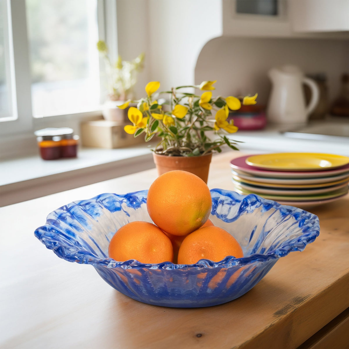 14" HARRISON LARGE BLUE BOWL Table Decors| Sagebrook Home