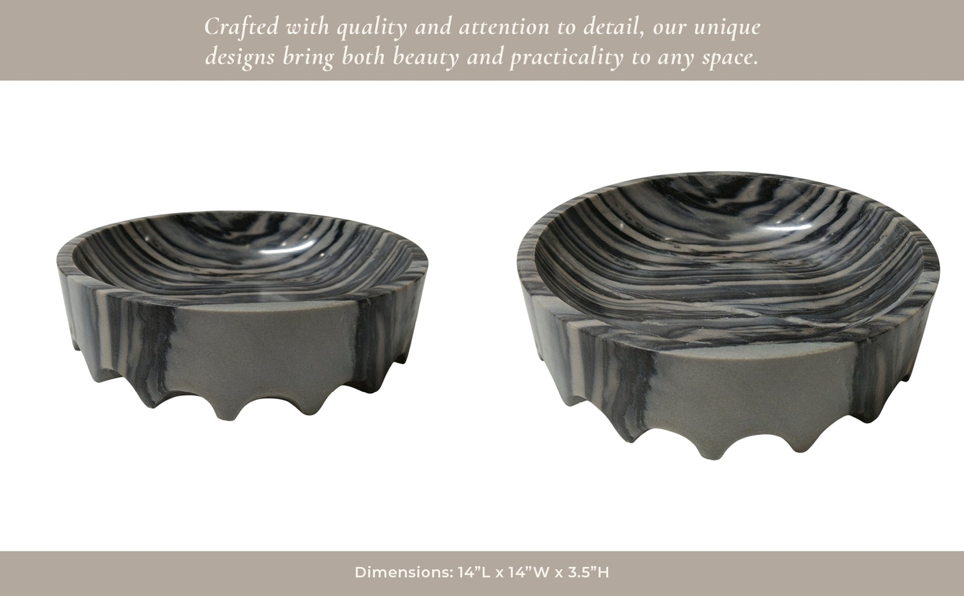 14" Hazley Carved Marble Tray Table Decors| Sagebrook Home