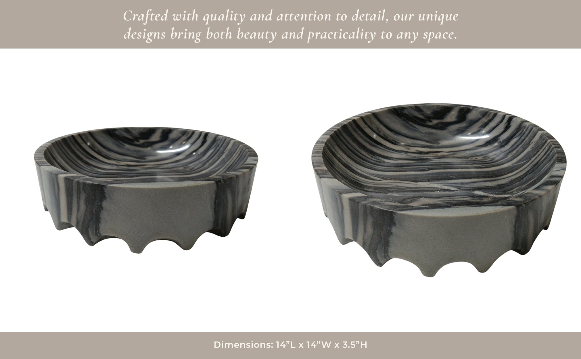 14" Hazley Carved Marble Tray Table Decors| Sagebrook Home