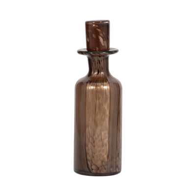 14" Hilary Large Brown Glass Bottle - Al Rugaib Furniture