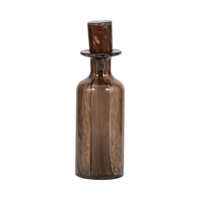 14" Hilary Large Brown Glass Bottle - Al Rugaib Furniture