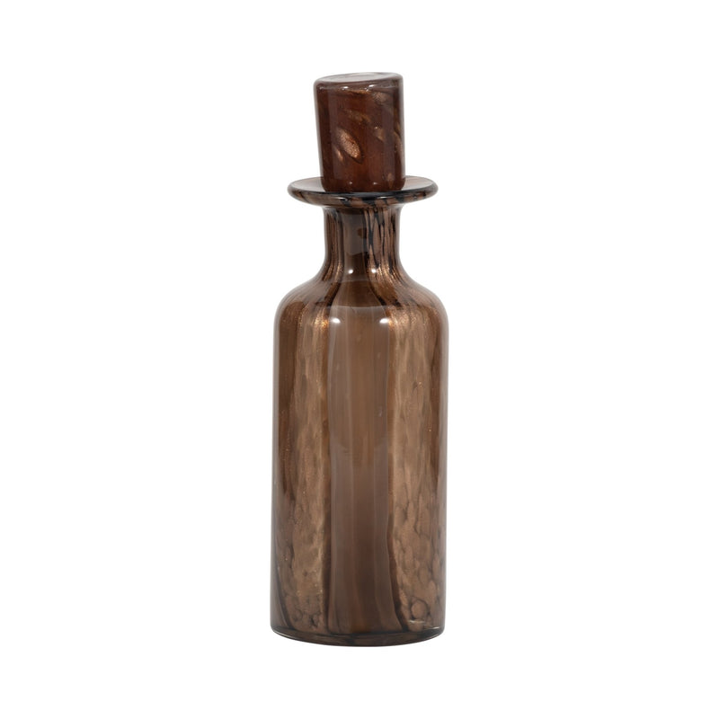 14" Hilary Large Brown Glass Bottle - Al Rugaib Furniture