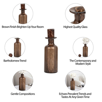 14" Hilary Large Brown Glass Bottle - Al Rugaib Furniture