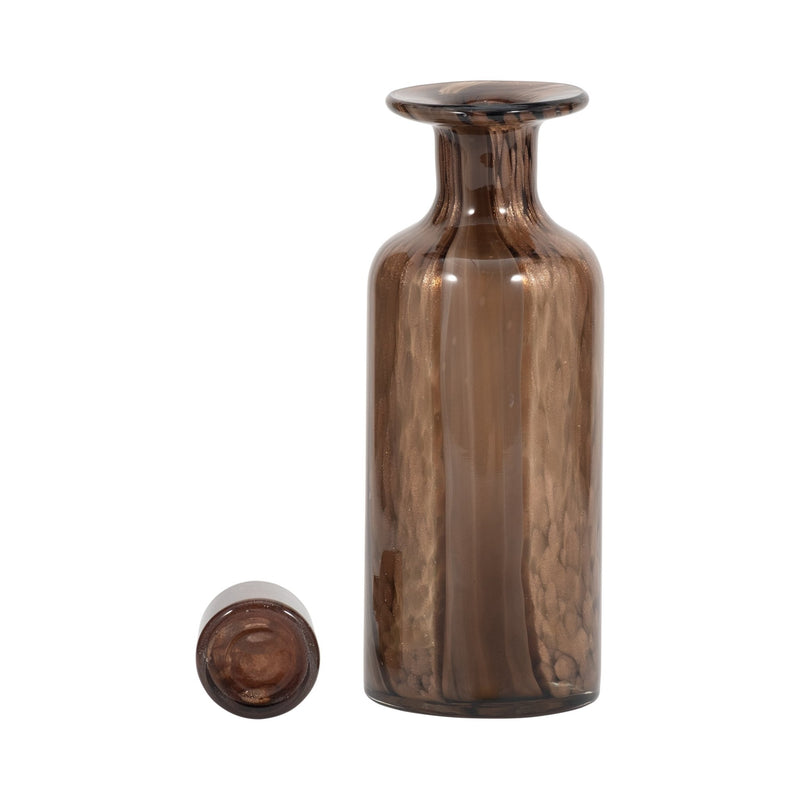 14" Hilary Large Brown Glass Bottle - Al Rugaib Furniture