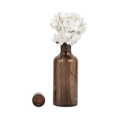 14" Hilary Large Brown Glass Bottle - Al Rugaib Furniture